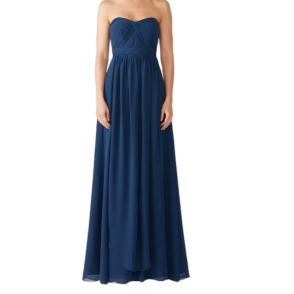 Jenny Yoo Dresses & Skirts - Jenny Yoo Navy Strapless Chiffon Maxi Formal Gown Dress-Size 4